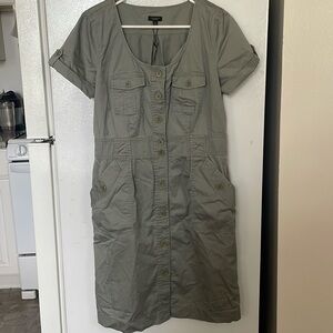 Talbots Size 10 Classic Light Green Button Up Short Sleeve‎ Dress